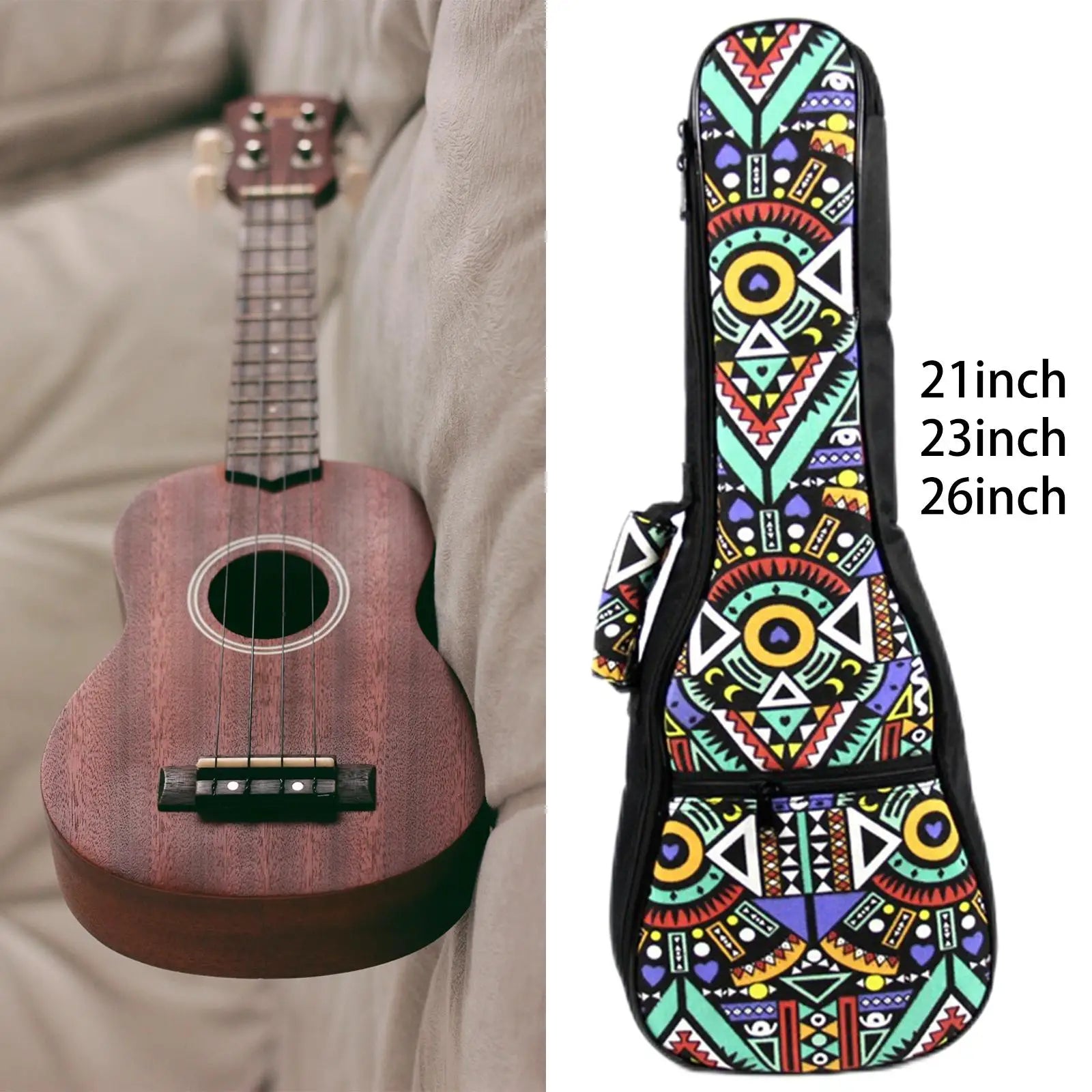 Padded Ukulele Case Bag with Handle and Straps