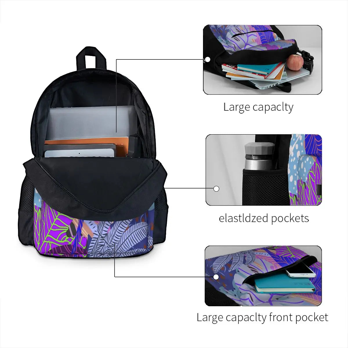 Ultraviolet Fade Nature Leaves Backpacks Men's Backpacks Bags For Women Bags