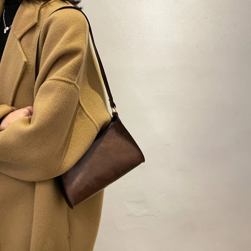 Underarm Shoulder Bags Women Zipper Vintage Half Moon Bag