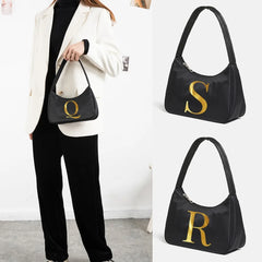 Golden Letters Print Tote Bag Chain Handbags Purse Totes