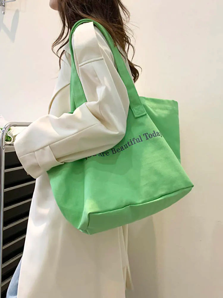 Casual Canvas Tote Bag for Women Large Capacity Shopper