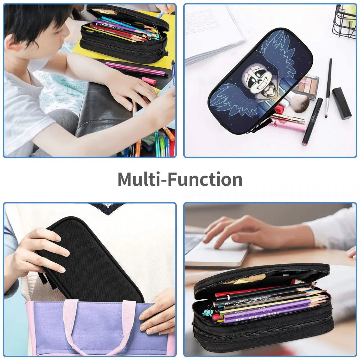 Undertale Pen Box Student School Anime Zipper Pen Bag Child Stationery Bag Gif