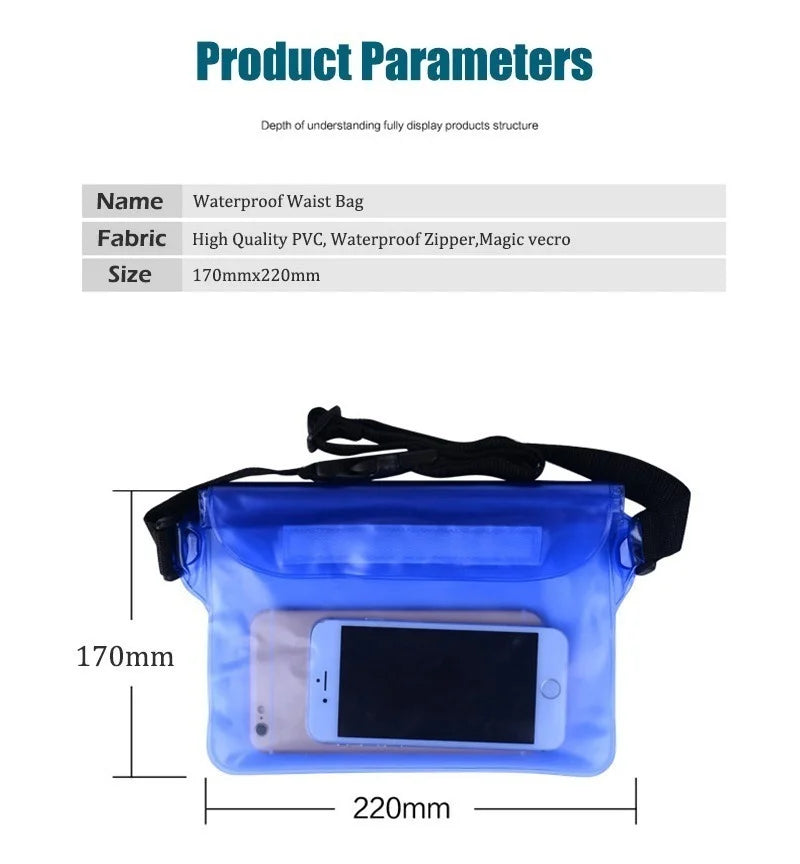 Waterproof Underwater Phone Bag Beach Boat Swim Ski Diving Pack