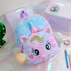 Mini Unicorn Backpack for Girls Kids Fluffy Preschool Knapsack