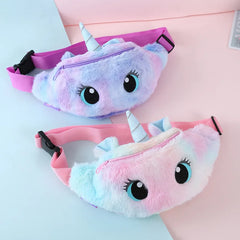 Unicorn Kids Plush Waist Bag Girls Chest Bag Winter Soft Crossbody Pouch