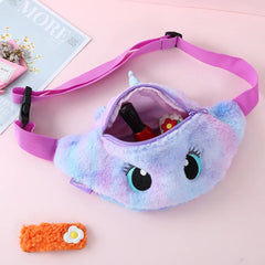 Unicorn Kids Plush Waist Bag Girls Chest Bag Winter Soft Crossbody Pouch