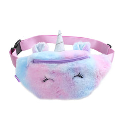 Unicorn Kids Plush Waist Bag Girls Chest Bag Winter Soft Crossbody Pouch