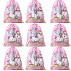 Unicorn Drawstring Backpack Girls Bag Polyester Fabric Dancing Horse Bags Pink