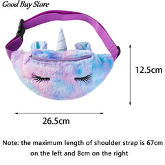 Unicorn Girls Waist Purse Storage Bag Soft Fur Makeup Pouch Wallet
