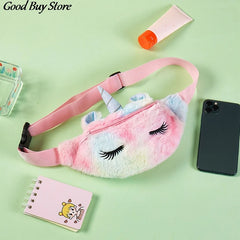 Unicorn Girls Waist Purse Storage Bag Soft Fur Makeup Pouch Wallet
