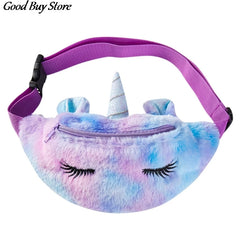 Unicorn Girls Waist Purse Storage Bag Soft Fur Makeup Pouch Wallet