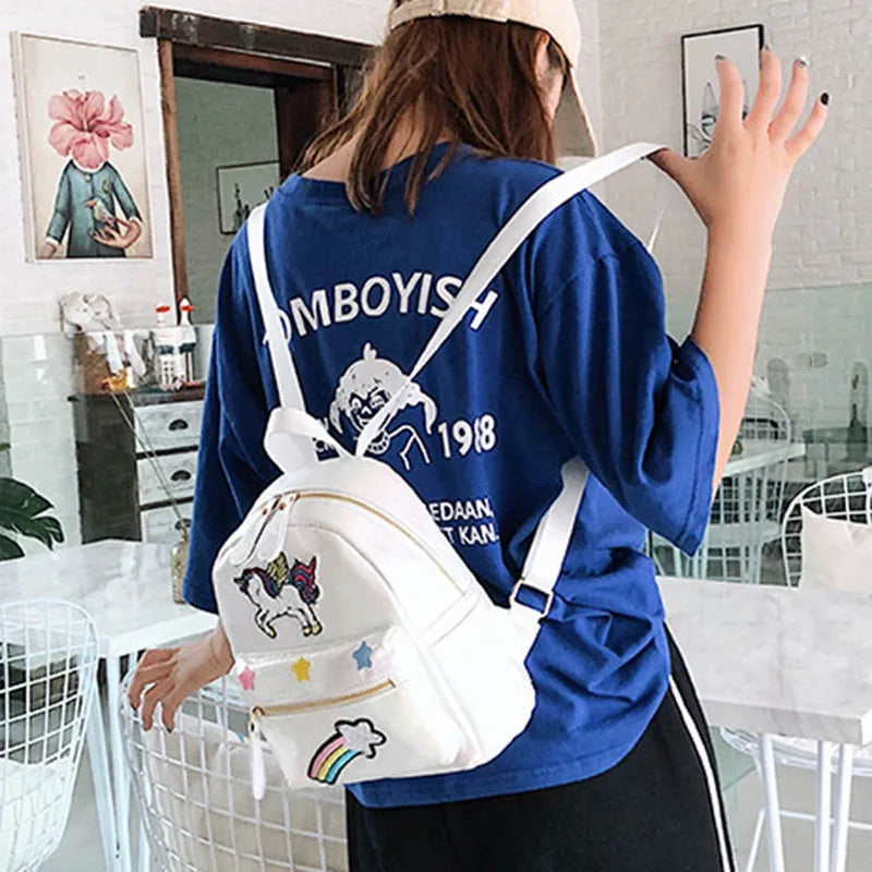 Unicorn Laser Backpack Kids School Bags Cartoon Sequin Shoulder Bag