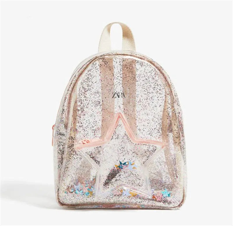 Unicorn PVC Transparent Backpack for Kids Plush Kindergarten Bag