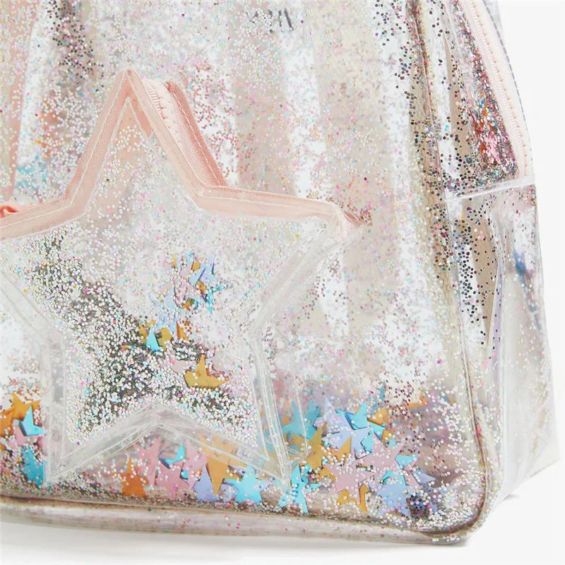 Unicorn PVC Transparent Backpack for Kids Plush Kindergarten Bag