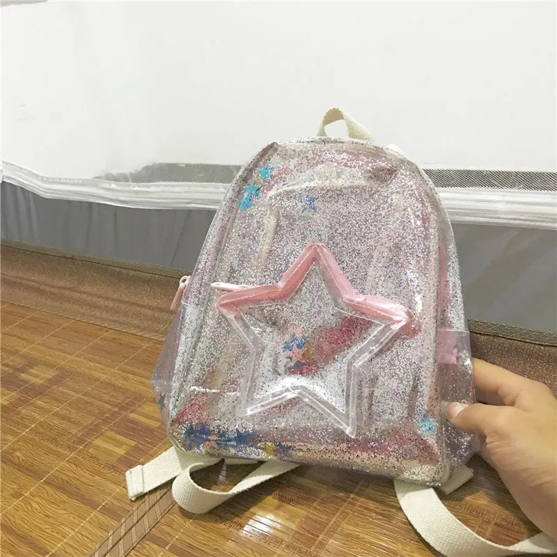 Unicorn PVC Transparent Backpack for Kids Plush Kindergarten Bag