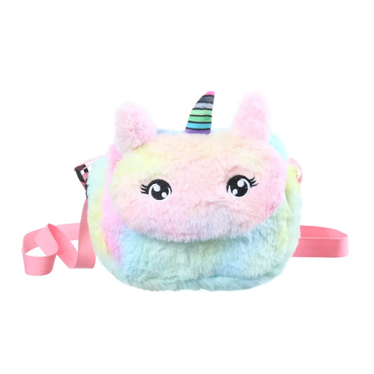 Unicorn Plush Shoulder Bag for Girls with Zipper Magnetic Buckle