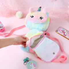 Unicorn Plush Shoulder Bag for Girls with Zipper Magnetic Buckle