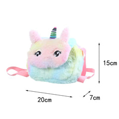 Unicorn Plush Shoulder Bag for Girls with Zipper Magnetic Buckle