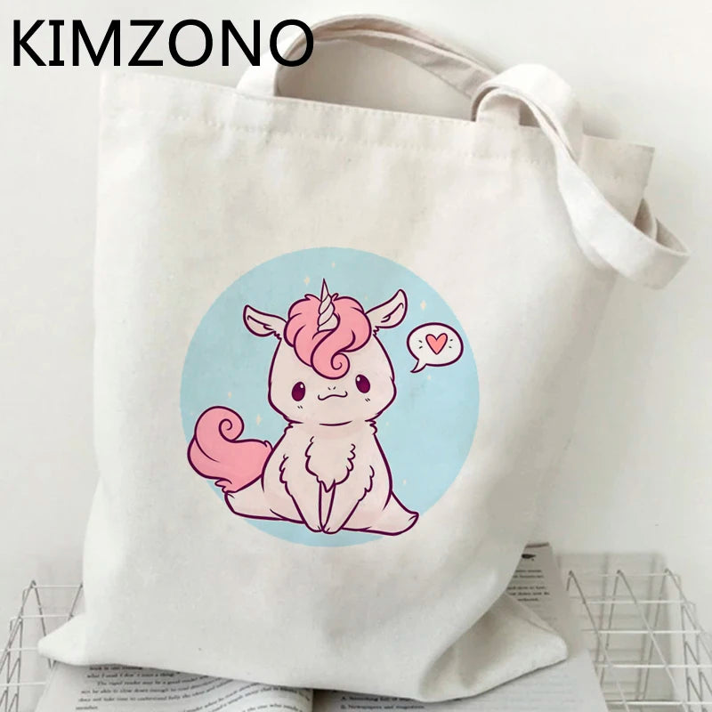 Unicorn shopping bag reusable jute bag canvas shopper
