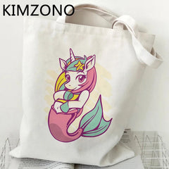 Unicorn shopping bag reusable jute bag canvas shopper