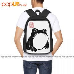 Unimpressed Frog Organic Backpack Vintage Schoolbag Large Capacity