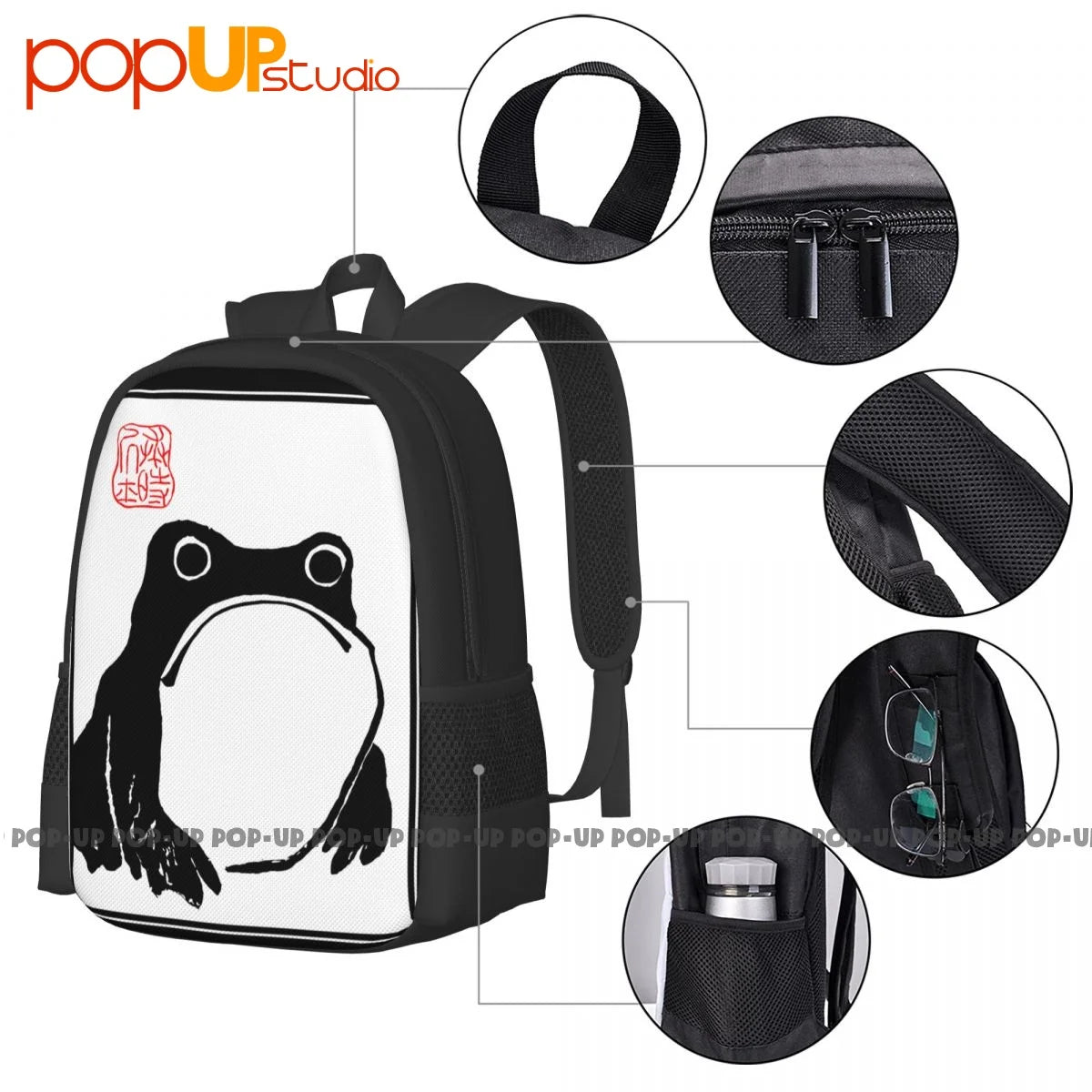 Unimpressed Frog Organic Backpack Vintage Schoolbag Large Capacity