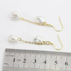 Keshi Pearl Earrings Baroque Freshwater Silver Dangle Birthday Gift