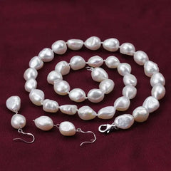 Baroque Freshwater Pearl Necklace Earrings Set