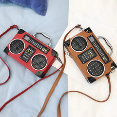 Retro Radio Box Bag Ladies Shoulder Metal Handle Purse Women's Crossbody