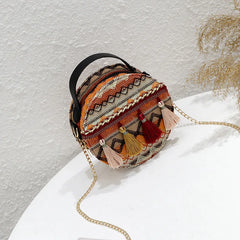 Tassel Women Handbags Shoulder Bag Round Cross Body Phone Bag