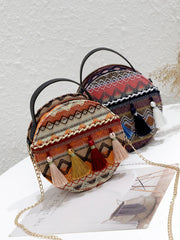 Tassel Women Handbags Shoulder Bag Round Cross Body Phone Bag