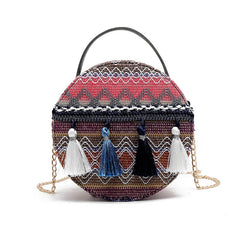 Tassel Women Handbags Shoulder Bag Round Cross Body Phone Bag