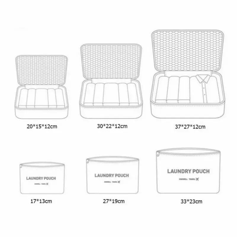 6pcs Travel Storage Bag Clothes Underwear Cosmetics Packing Cubes