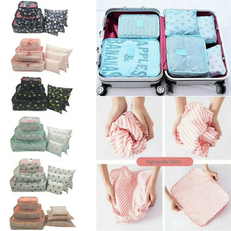 6pcs Travel Storage Bag Clothes Underwear Cosmetics Packing Cubes