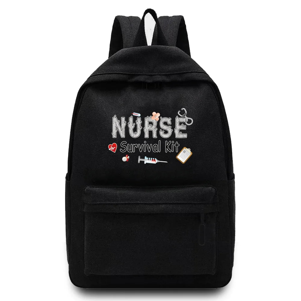 Canvas Nurse Printed School Backpack Large Capacity Student Rucksack