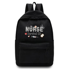 Canvas Nurse Printed School Backpack Large Capacity Student Rucksack