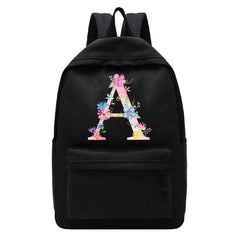 Unisex Pink Letter Printed School Backpack