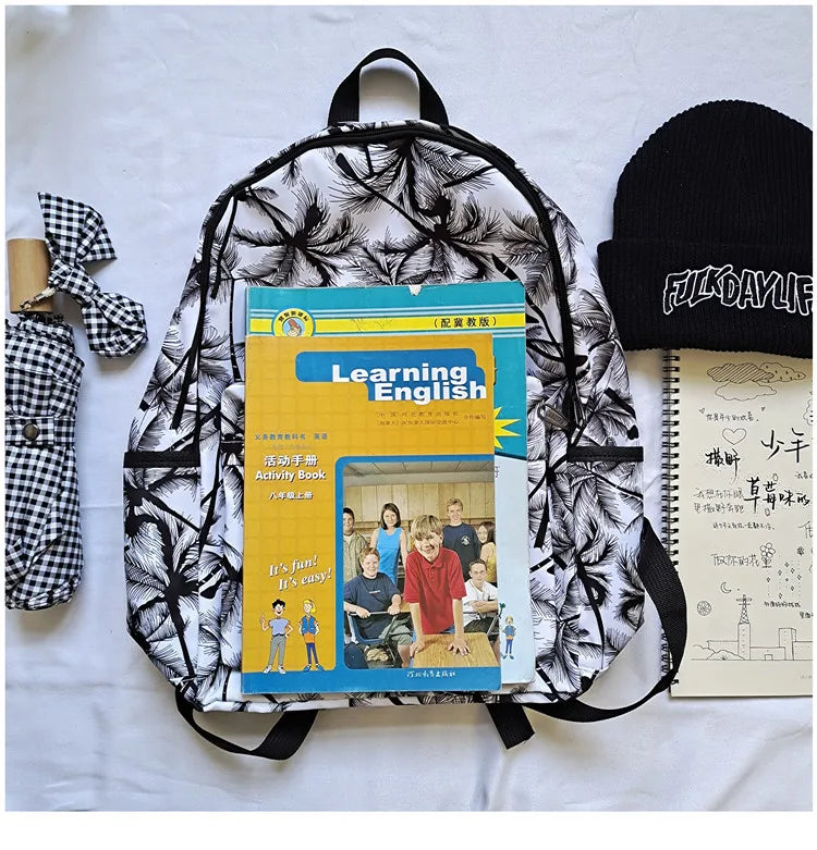 Unisex Nylon College Student Backpack Casual School Bag Travel Rucksack