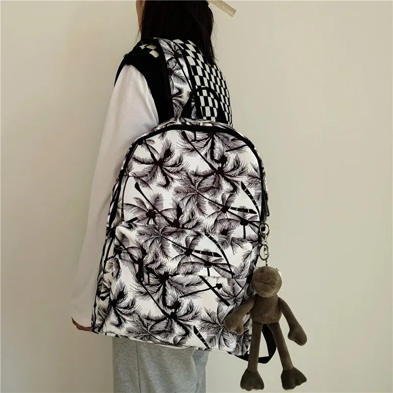 Unisex Nylon College Student Backpack Casual School Bag Travel Rucksack