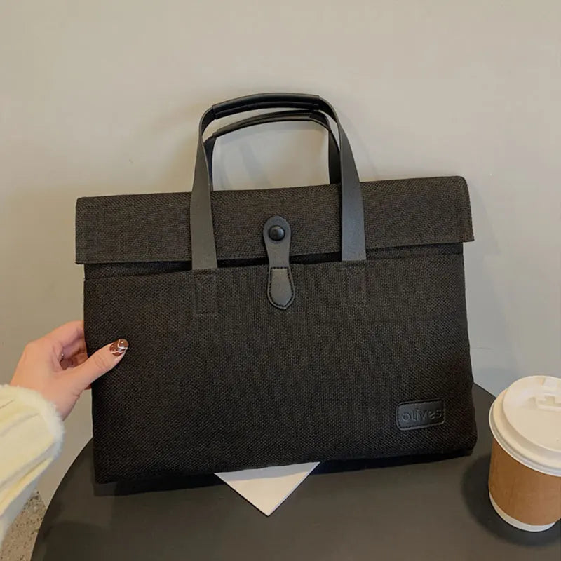Canvas Briefcase Laptop Bag Casual Business Document Holder