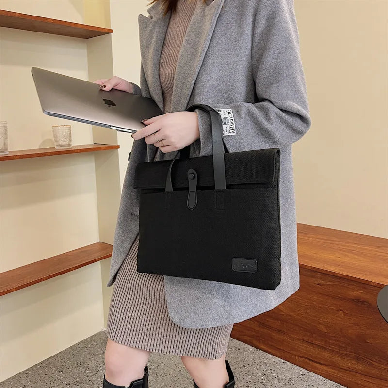 Canvas Briefcase Laptop Bag Casual Business Document Holder