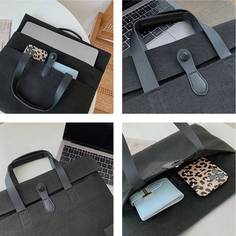 Canvas Briefcase Laptop Bag Casual Business Document Holder
