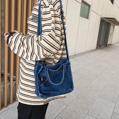 Unisex Casual Denim Crossbody Bag for Women and Men Shoulder Bag
