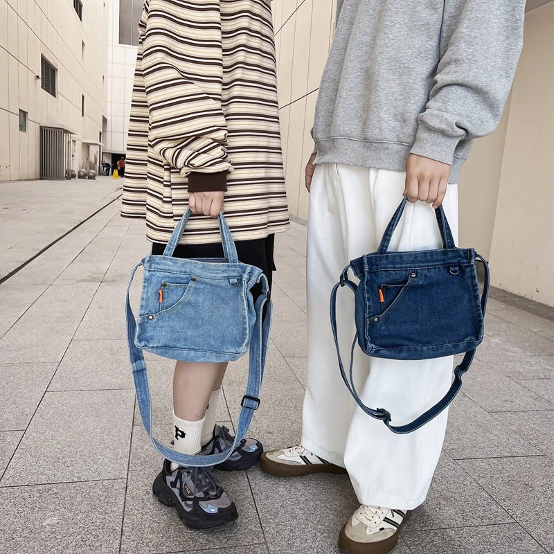 Unisex Casual Denim Crossbody Bag for Women and Men Shoulder Bag