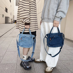Unisex Casual Denim Crossbody Bag for Women and Men Shoulder Bag