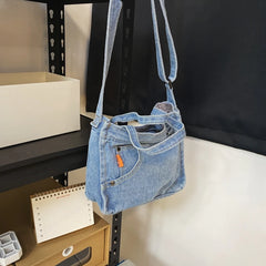 Unisex Casual Denim Crossbody Bag for Women and Men Shoulder Bag