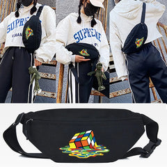 Colorful Circles Print Waist Bag Canvas Large Phone Belt Bag