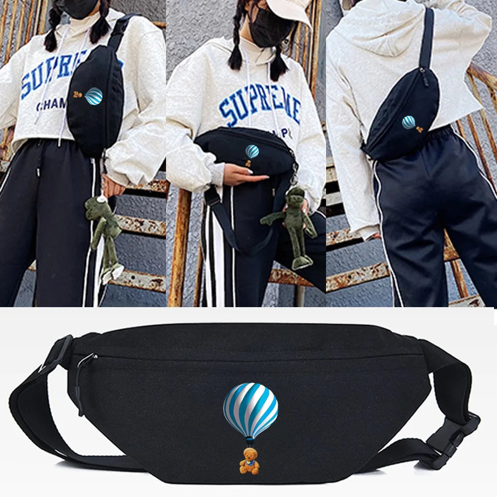 Colorful Circles Print Waist Bag Canvas Large Phone Belt Bag