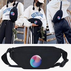 Colorful Circles Print Waist Bag Canvas Large Phone Belt Bag