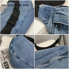 Large Capacity Crossbody Bag Denim Messenger Shoulder Bag